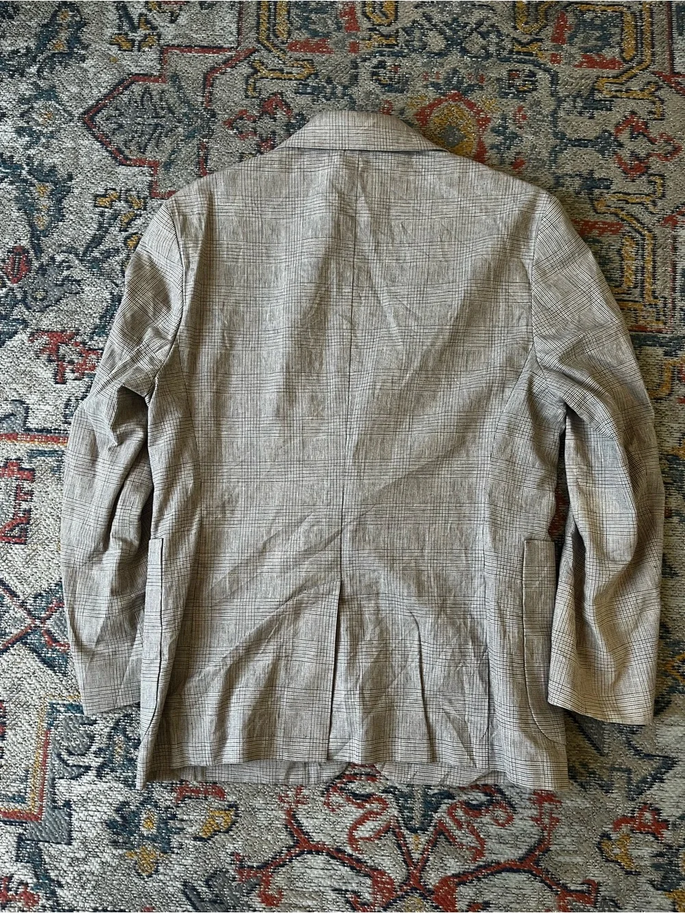 Banana Republic Linen Blend Plaid Sport Coat in Beige 38S